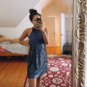 Blue sequin dress